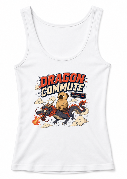Dragon Commute Funny Pug Riding Asian Dragon Fantasy Humor
