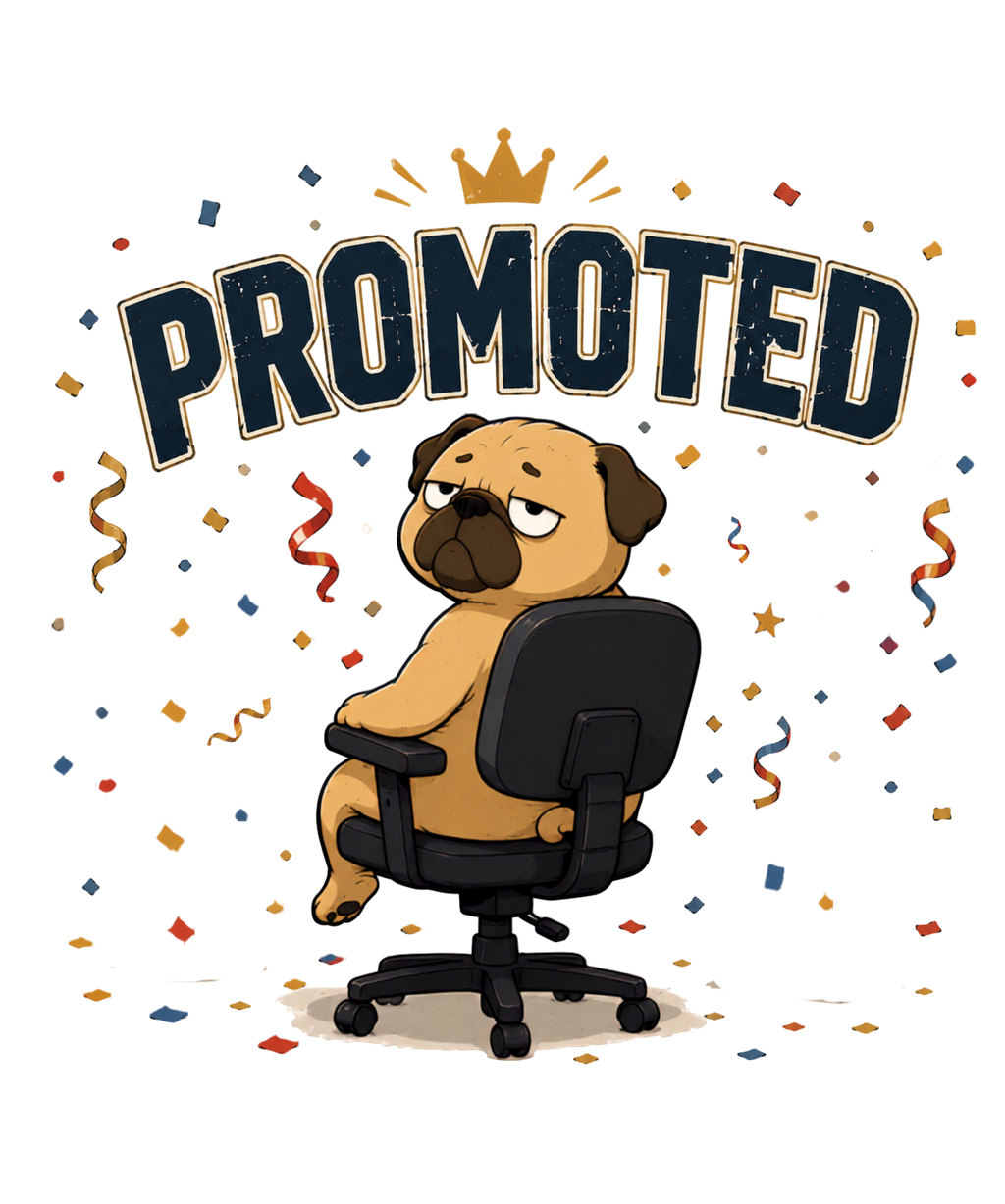 Promoted Grumpy Pug Office Chair Job Promotion Work Humor