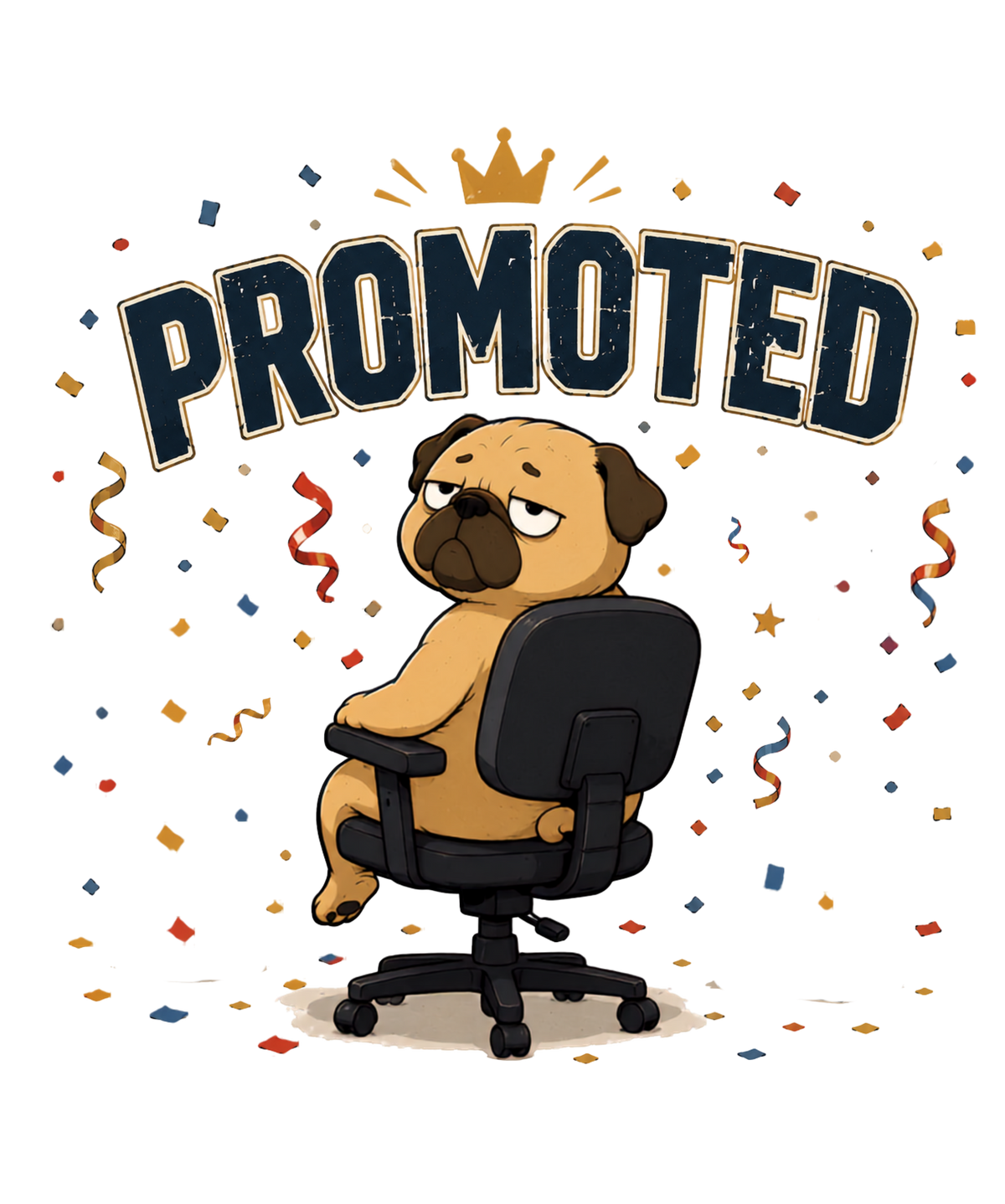 Promoted Grumpy Pug Office Chair Job Promotion Work Humor