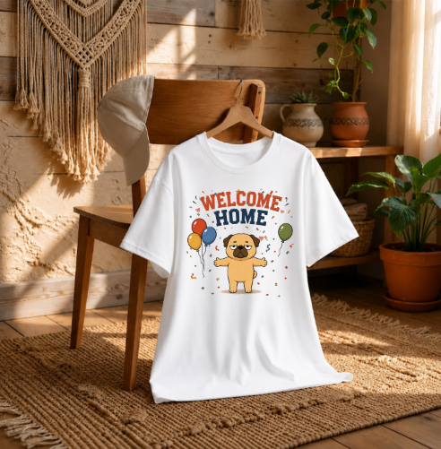 Welcome Home Grumpy Pug Hug Balloons Funny Dog Humor