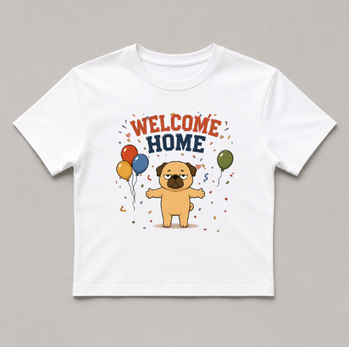 Welcome Home Grumpy Pug Hug Balloons Funny Dog Humor