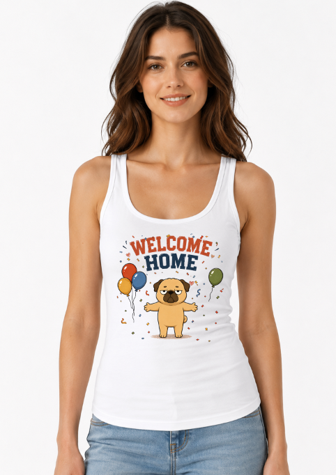 Welcome Home Grumpy Pug Hug Balloons Funny Dog Humor