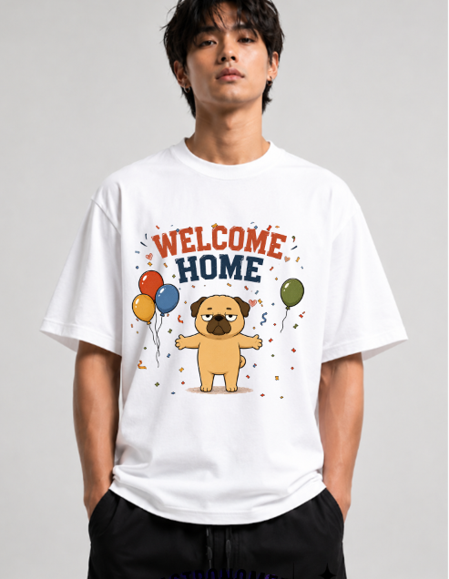 Welcome Home Grumpy Pug Hug Balloons Funny Dog Humor