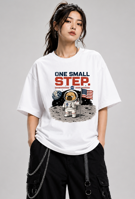One Small Step Grumpy Pug Astronaut Moon Landing Space Dog Humor