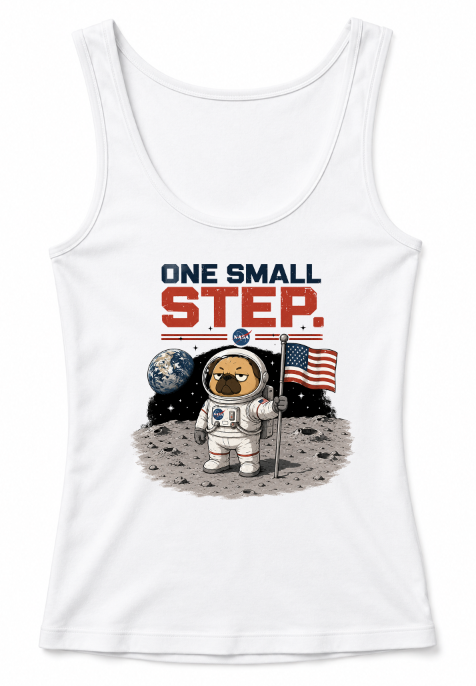 One Small Step Grumpy Pug Astronaut Moon Landing Space Dog Humor