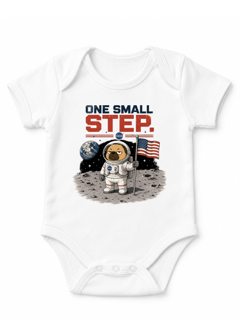 One Small Step Grumpy Pug Astronaut Moon Landing Space Dog Humor