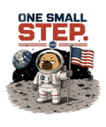 One Small Step Grumpy Pug Astronaut Moon Landing Space Dog Humor