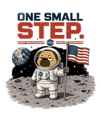 One Small Step Grumpy Pug Astronaut Moon Landing Space Dog Humor