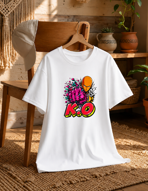 One Punch KO Hero Glitch Pixel Fist Halftone Anime Streetwear