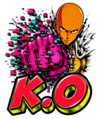 One Punch KO Hero Glitch Pixel Fist Halftone Anime Streetwear