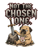 Not The Chosen One Funny Pug Sword in the Stone Instant Noodles Gamer Humor