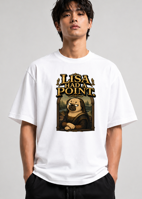Lisa Had A Point Funny Pug Mona Lisa Art Parody Vintage Renaissance Aesthetic