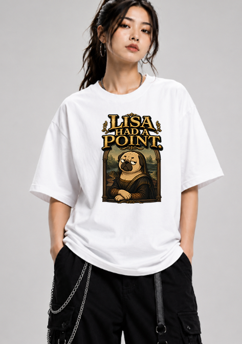 Lisa Had A Point Funny Pug Mona Lisa Art Parody Vintage Renaissance Aesthetic