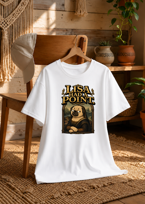 Lisa Had A Point Funny Pug Mona Lisa Art Parody Vintage Renaissance Aesthetic