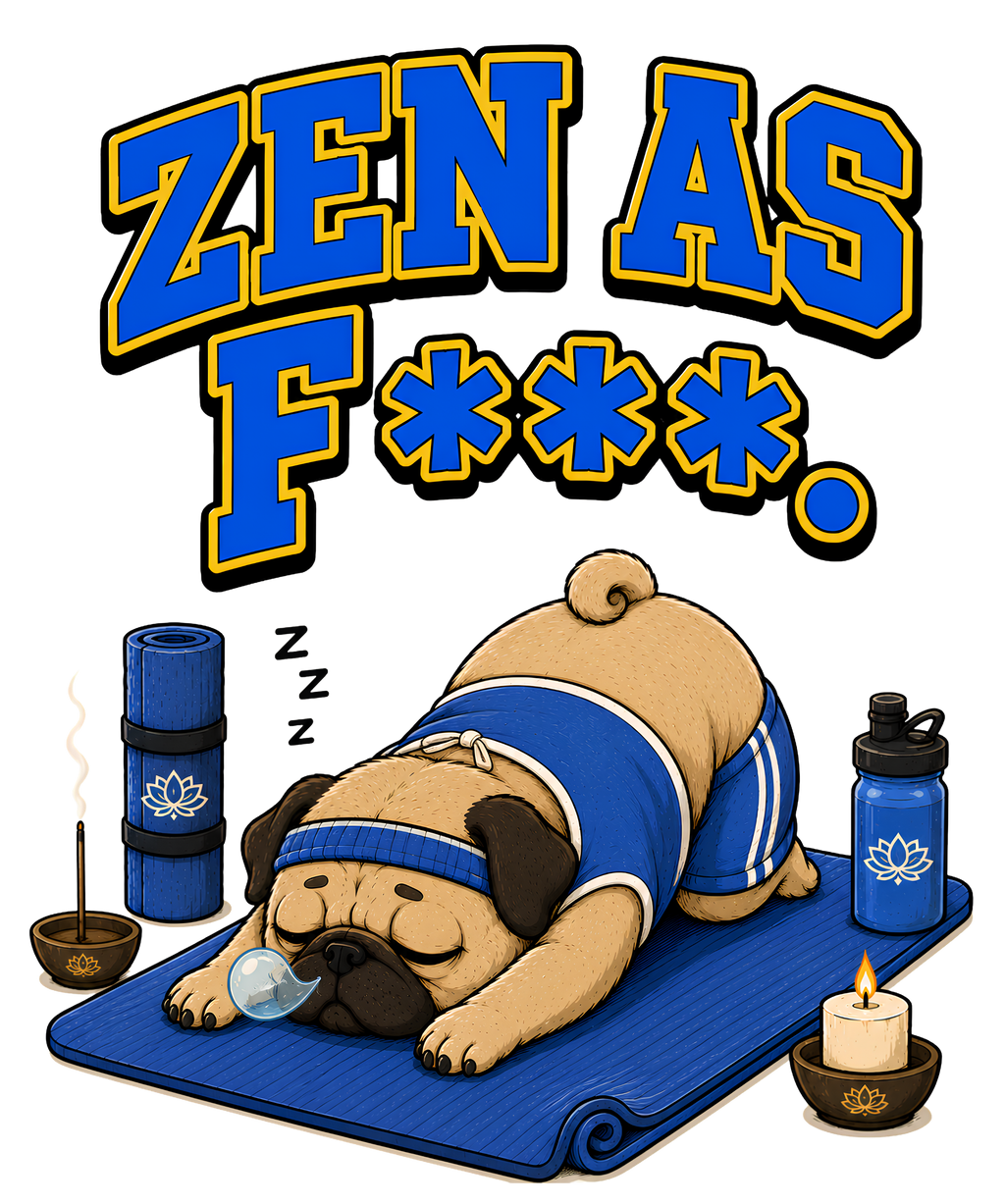 Zen As F Funny Yoga Pug Sleeping Meditation Sarcastic Dog Humor