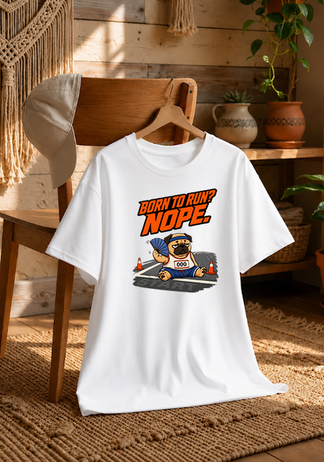 Born To Run Nope Funny Pug Marathon Running Humor Sarcastic Fitness