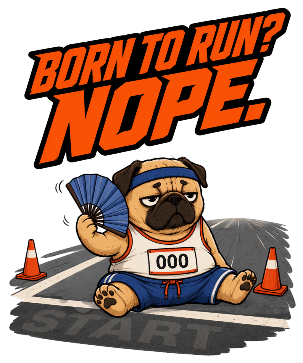 Born To Run Nope Funny Pug Marathon Running Humor Sarcastic Fitness