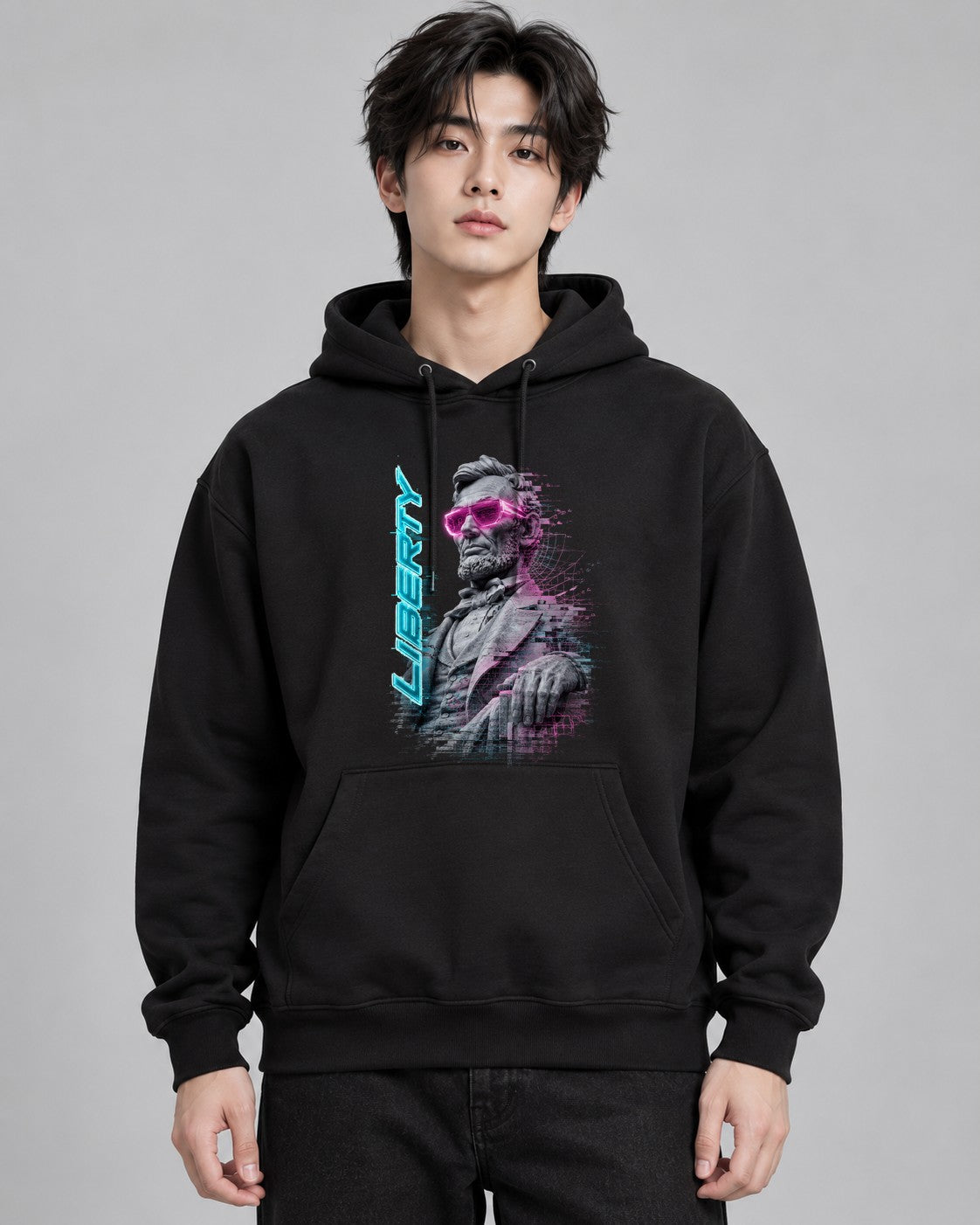 Abraham Lincoln Neon Cyberpunk Legen - Black
