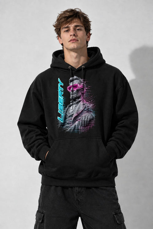 Abraham Lincoln Neon Cyberpunk Legen - Black
