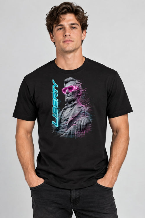 Abraham Lincoln Neon Cyberpunk Legend - Black