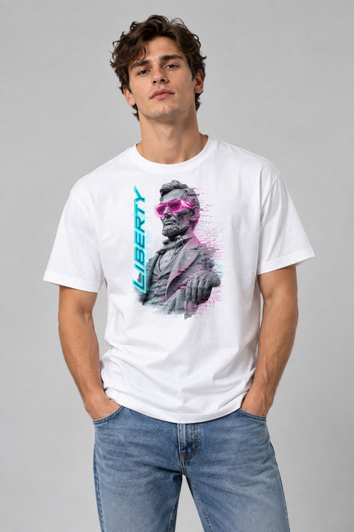 Abraham Lincoln Neon Cyberpunk Legend - White