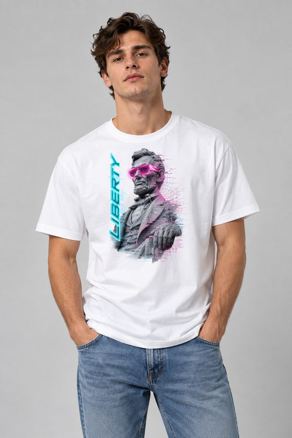 Abraham Lincoln Neon Cyberpunk Legend - White