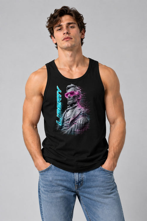 Abraham Lincoln Neon Cyberpunk Legend - Black