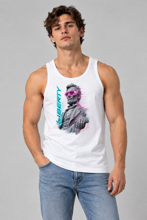 Abraham Lincoln Neon Cyberpunk Legend - White