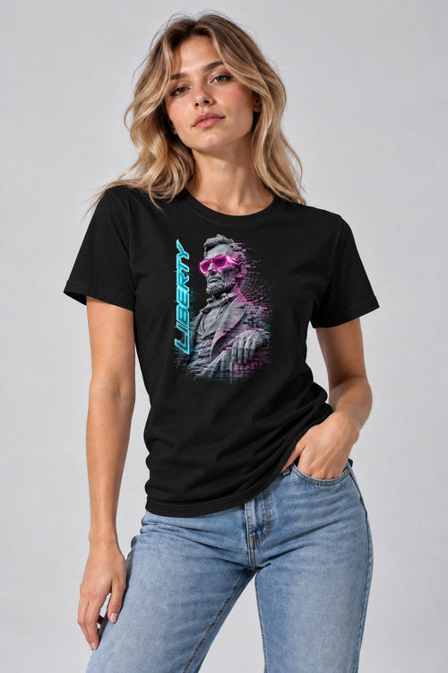 Abraham Lincoln Neon Cyberpunk Legend - Black