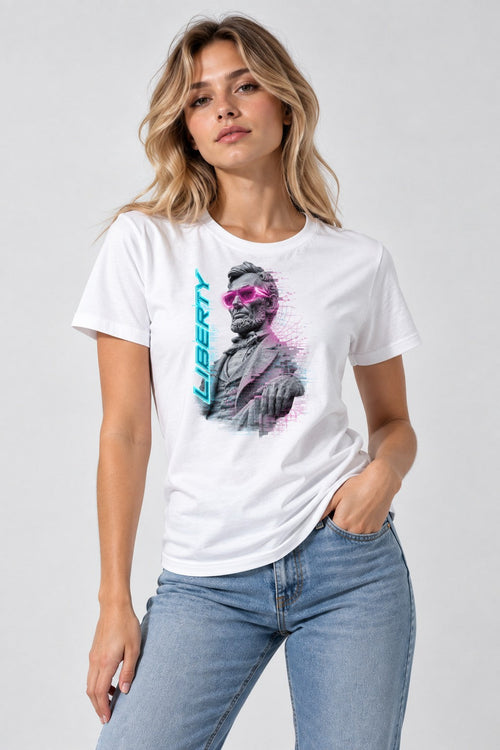 Abraham Lincoln Neon Cyberpunk Legend - White