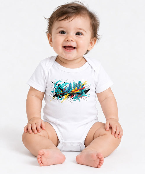 Abstract Geometric Splatter - White