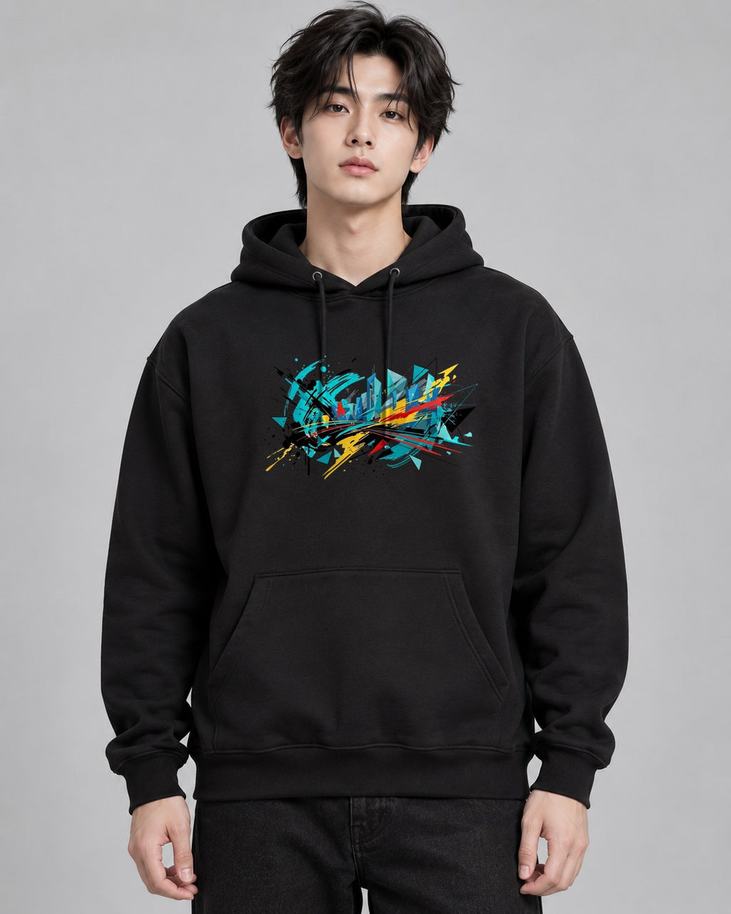Abstract Geometric Splatter - Black