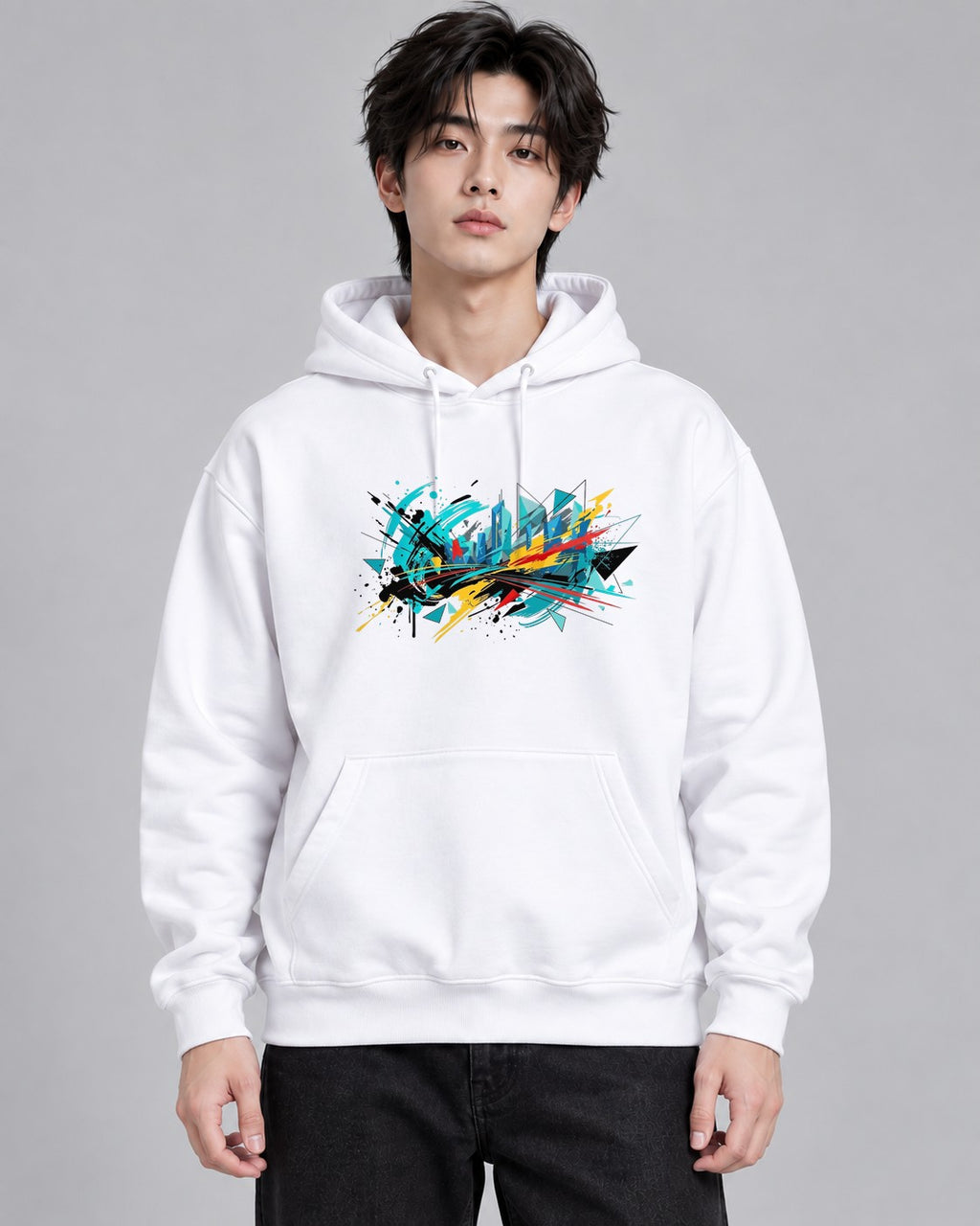 Abstract Geometric Splatter - White