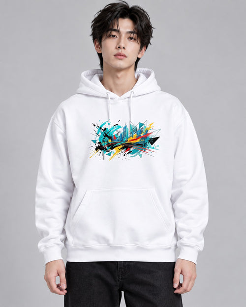 Abstract Geometric Splatter - White