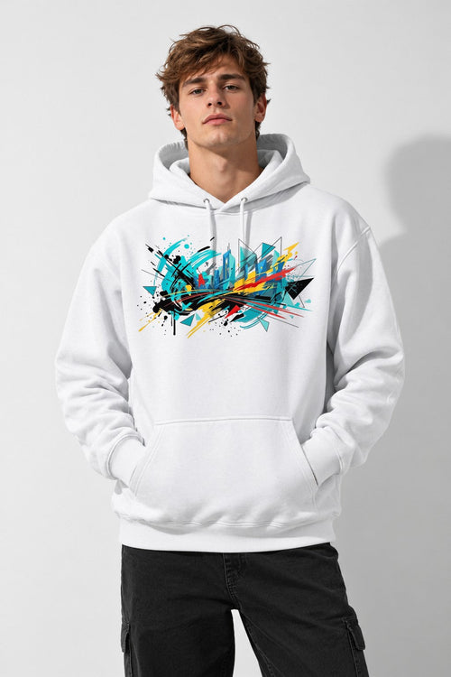 Abstract Geometric Splatter - White