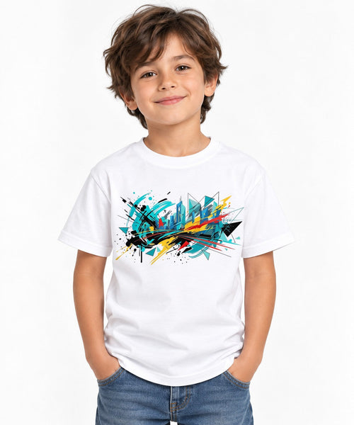 Abstract Geometric Splatter - White