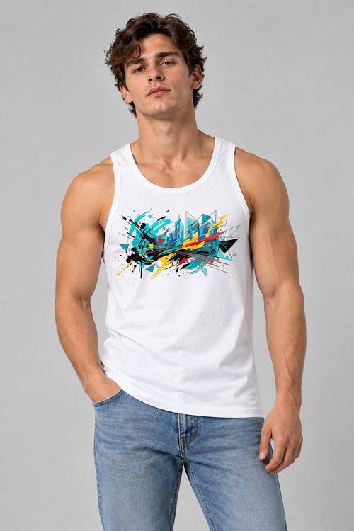 Abstract Geometric Splatter - White