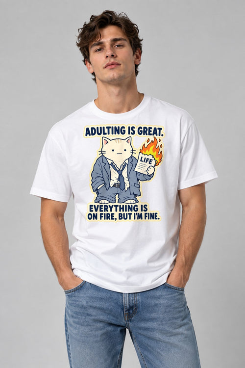 Adulting Is Fine - White