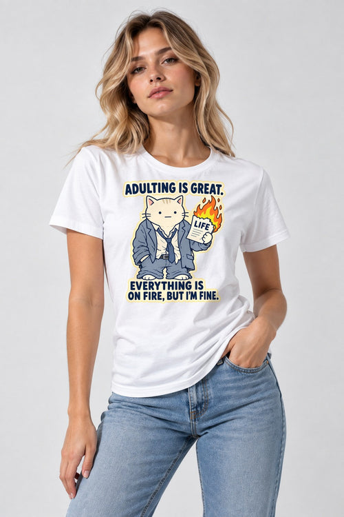 Adulting Is Fine - White