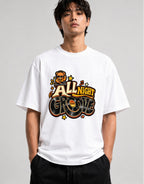 All Night Groove DJ Bear Graphic Tee - Retro Music Vibes - White