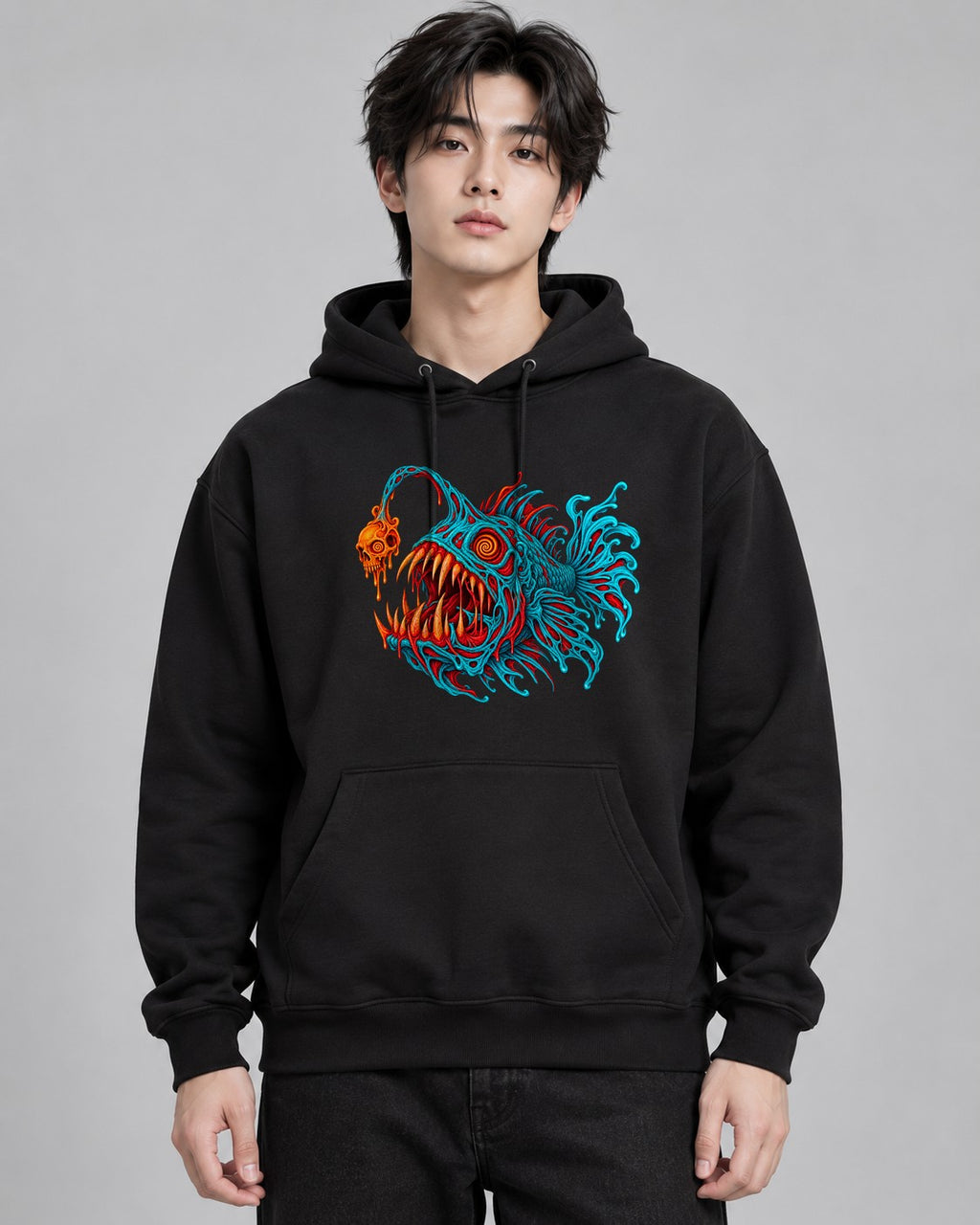 Anglerfish Skull Horror - Black