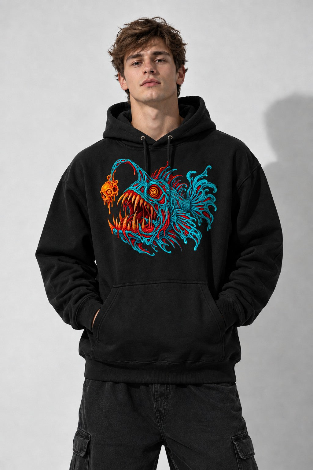 Anglerfish Skull Horror - Black