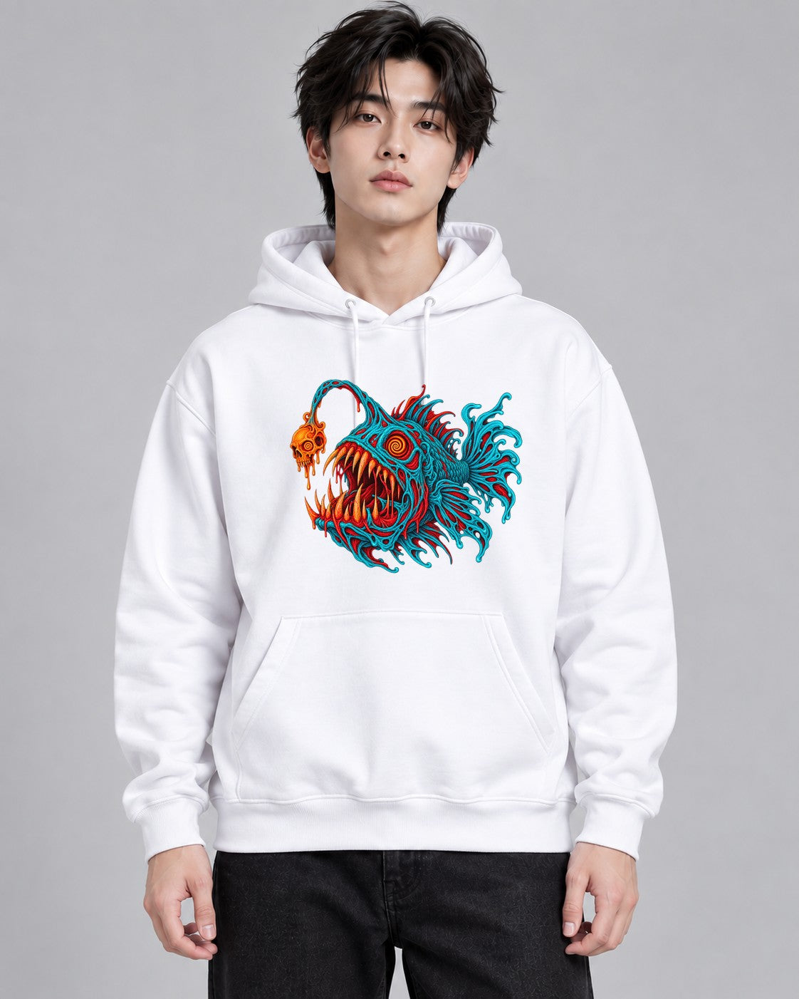 Anglerfish Skull Horror - White