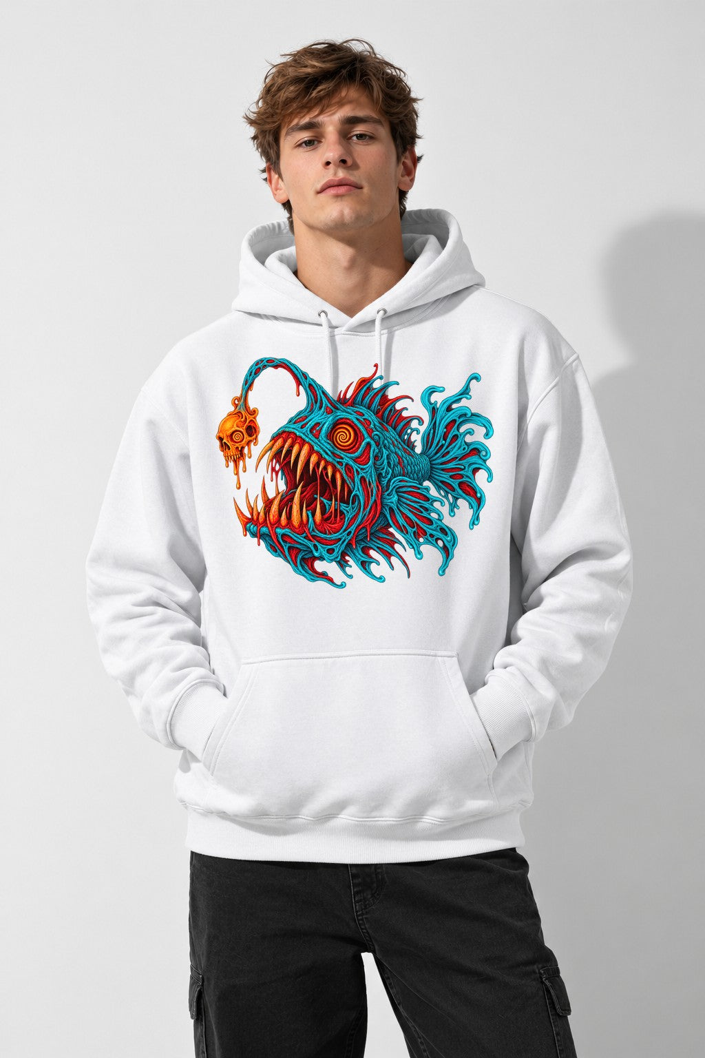 Anglerfish Skull Horror - White