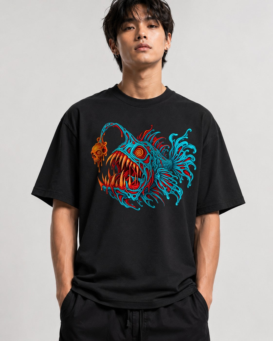 Anglerfish Skull Horror - Black