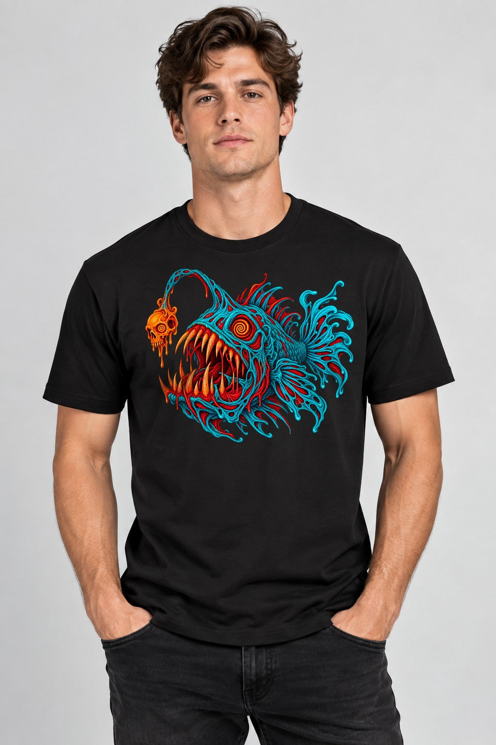Anglerfish Skull Horror - Black