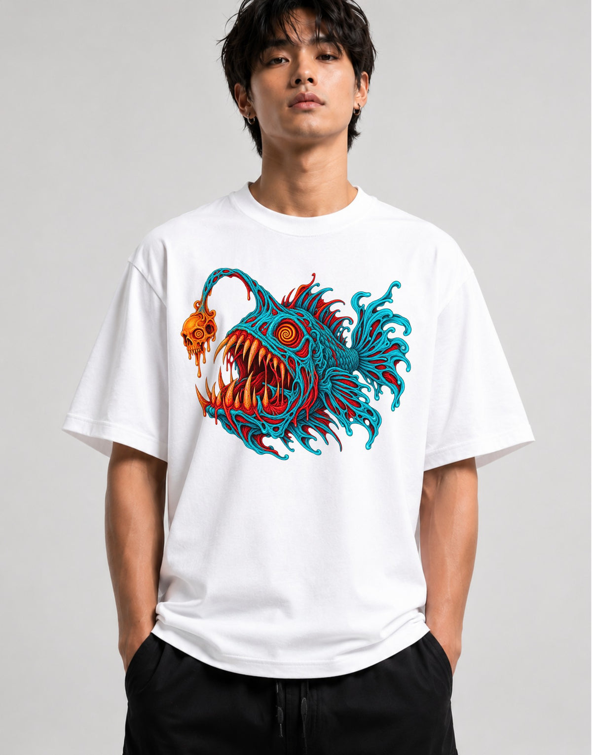 Anglerfish Skull Horror - White