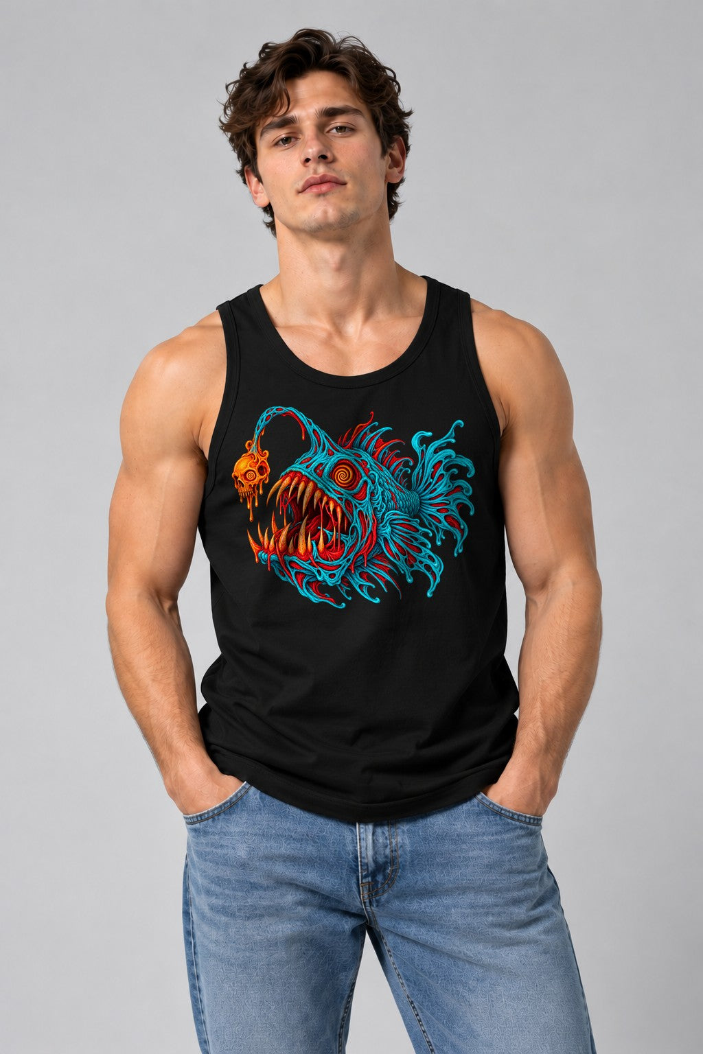 Anglerfish Skull Horror - Black