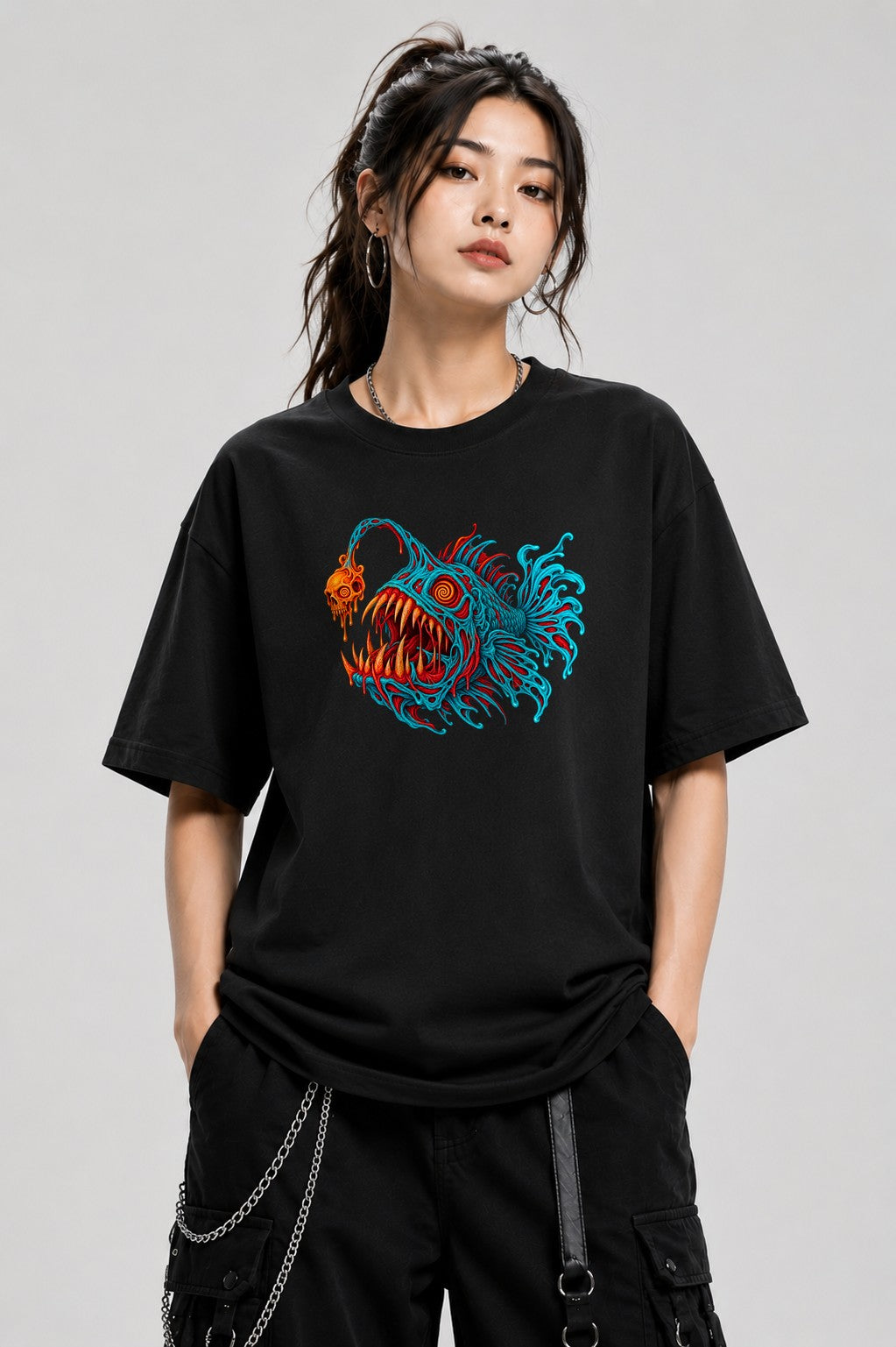 Anglerfish Skull Horror - Black