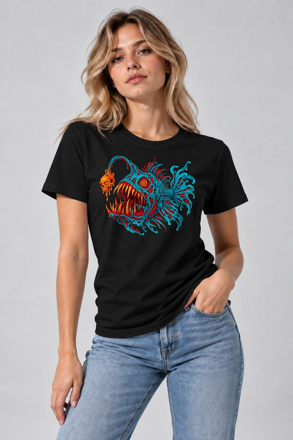 Anglerfish Skull Horror - Black